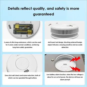 Scurgere De Design Rezistent La Foc Sunet De Alarmă Redus De Energie De Înaltă Sensibilitate Alarmă De Fum Detector De Alarmă Ușurința De Utilizare Detector De Fum Independent