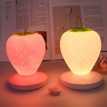 Creative Capsuni Mini-Lumina de Noapte de Încărcare USB Reglaj 3D Noapte Lumină Nouă și Unică de CONDUS Meserii Inducție Decorative de Lumină