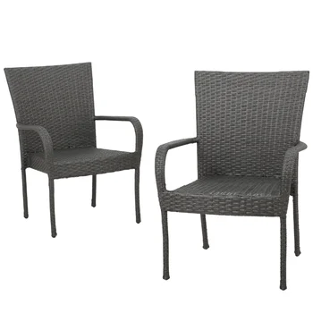 Nobil HouseOutdoor Scaun de luat Masa - Răchită - Set de 2 - Are Brațe - Gri exterior scaun scaun de grădină mobilier de grădină Nobil HouseOutdoor Scaun de luat Masa - Răchită - Set de 2 - Are Brațe - Gri exterior scaun scaun de grădină mobilier de grădină 0