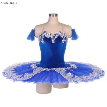 BLL406 Albastru Regal Corset din Catifea de Balet Clatita Tutu pentru Fete si Femei Balerina de Performanță Costum de Pre-Profesionale Rochie Tutu