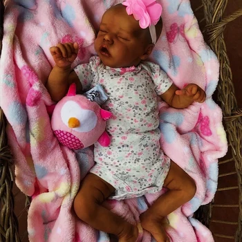 43CM Afro-American Renăscut Baby Doll Twin Terminat Un Nou-născut Fată Neagră Copil Prematur Colectie de Arta Papusa cel Mai bun Cadou Pentru Copii