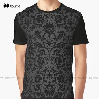 Floral negru Damasc Grafic T-Shirt Mens Tricou Alb Digitale de Imprimare Tricouri Cadou de Craciun Noi Populare Xxs-5Xl Streetwear