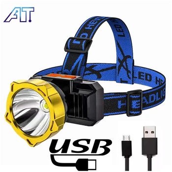 Multi-Funcțional Faruri LED-uri USB de Încărcare Farului 4 Moduri de Iluminare în aer liber, Camping Pescuit Cap Lumina de 90 de Grade Ajustare