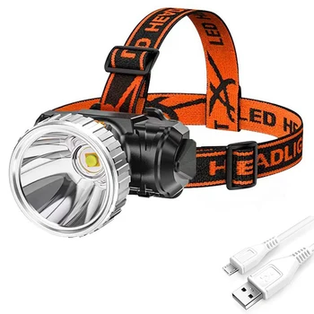 Far puternic Pescuit de Noapte cu LED-uri Faruri USB Reîncărcabilă în aer liber rezistent la apa-Cap montat Lanterna Lumina de Urgență