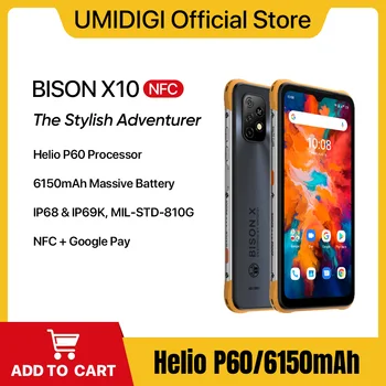UMIDIGI BISON X10 IP68 Rugged Smartphone Android NFC 4GB 64GB Helio P60 Octa Core 6.53