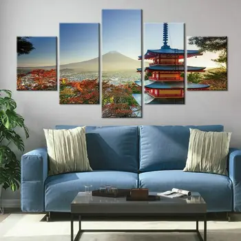 5 Panoul de Templu Chinez Peisaj de Munte Panza Imagine Wall Art Print HD Print Decor Acasă Nu Încadrată în Cameră Decor Tablouri